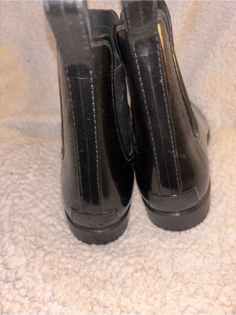 J.Crew Black Glossy Chelsea Rain Boots Women’s Size 10 US